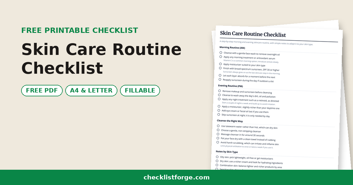 Skin Care Routine Checklist