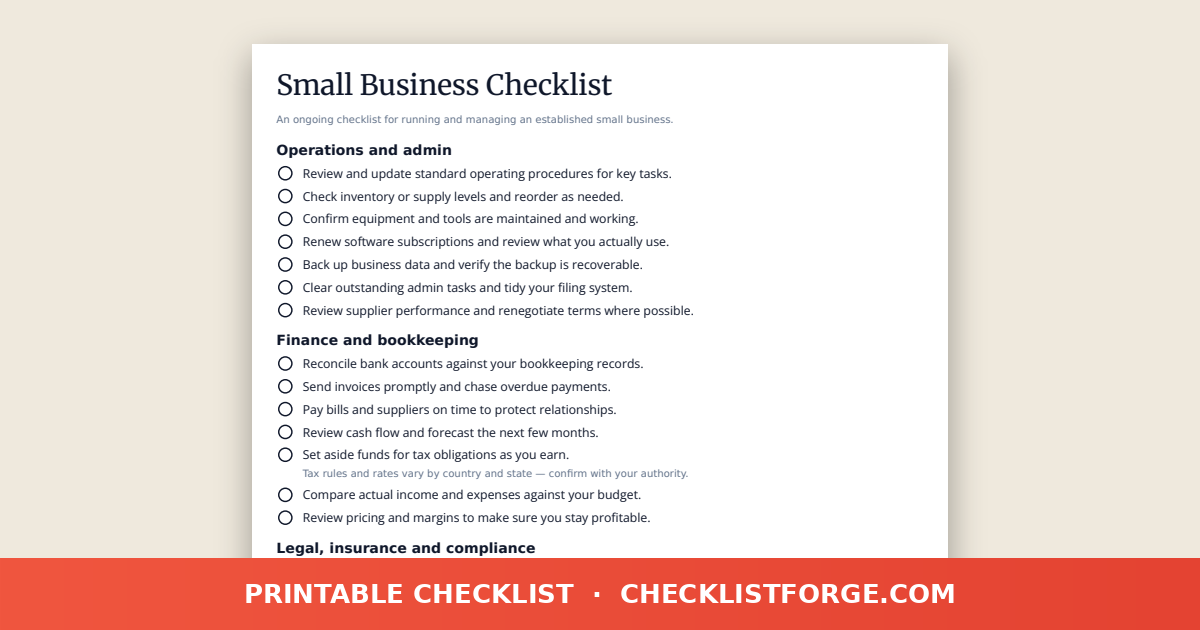 Small Business Checklist