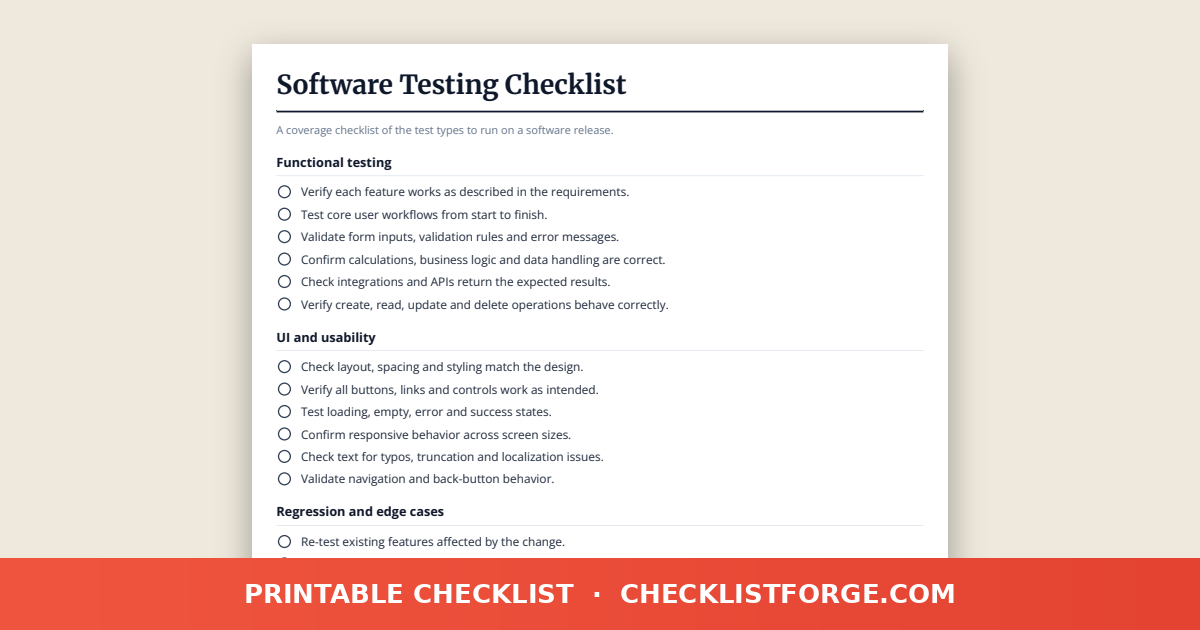 Software Testing Checklist