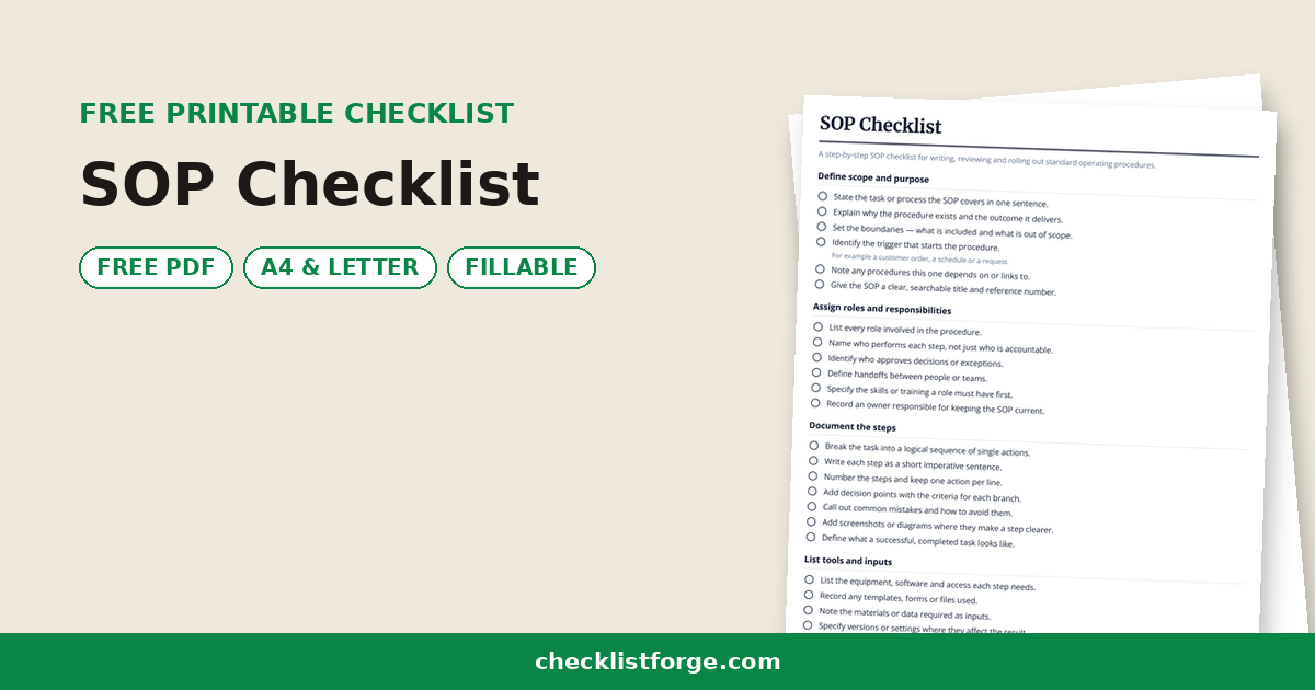 SOP Checklist