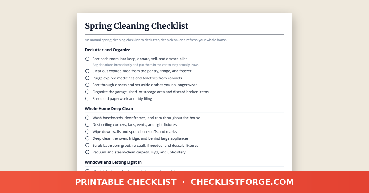 Spring Cleaning Checklist