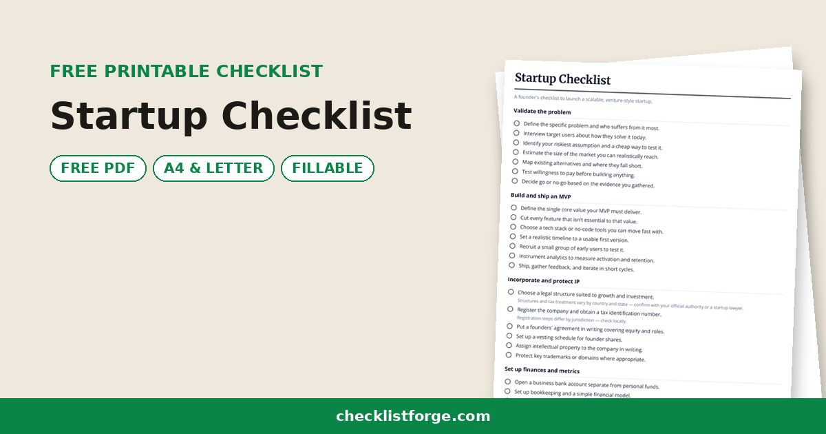 Startup Checklist
