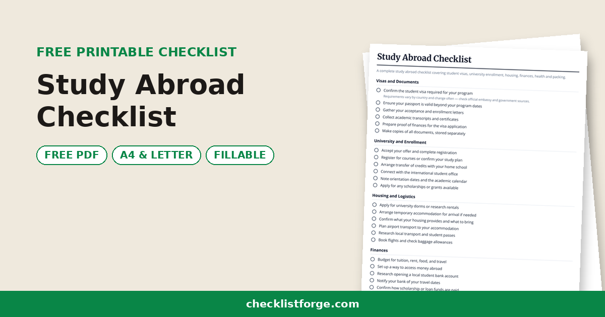 Study Abroad Checklist