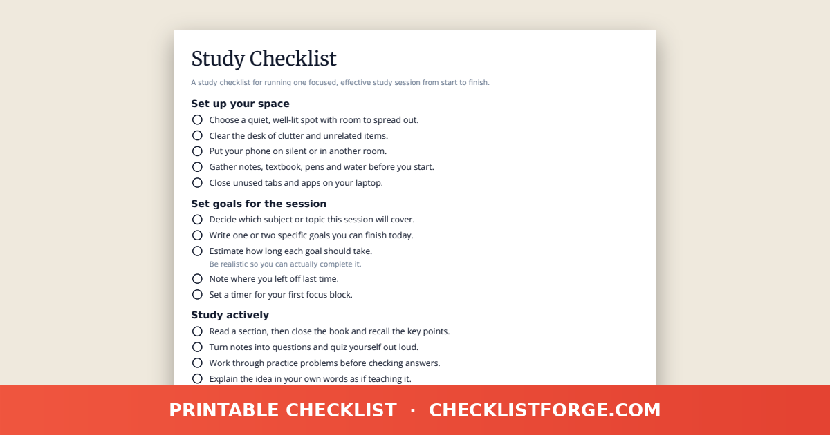 Study Checklist