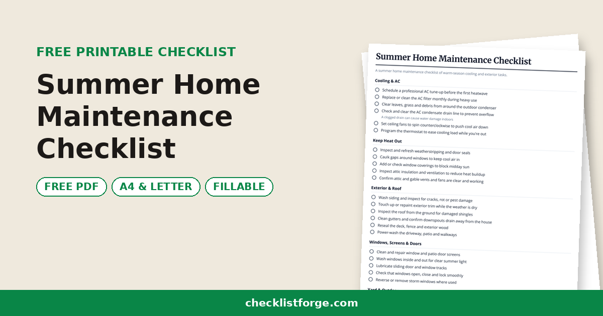 Summer Home Maintenance Checklist