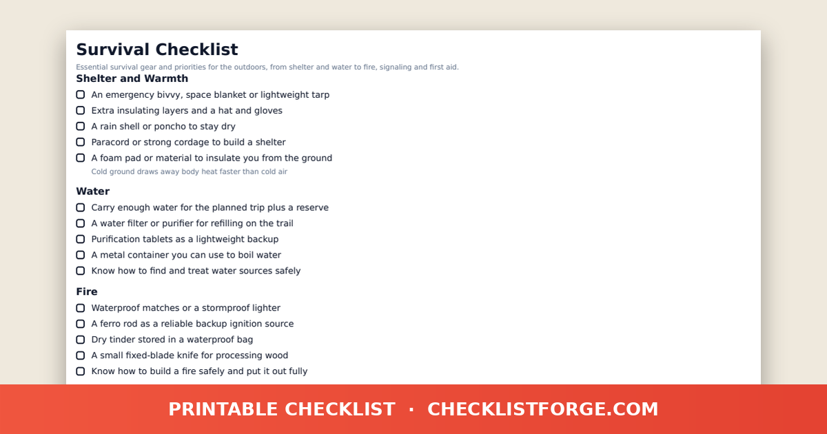 Survival Checklist