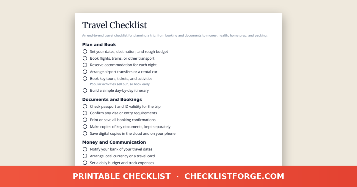 Travel Checklist