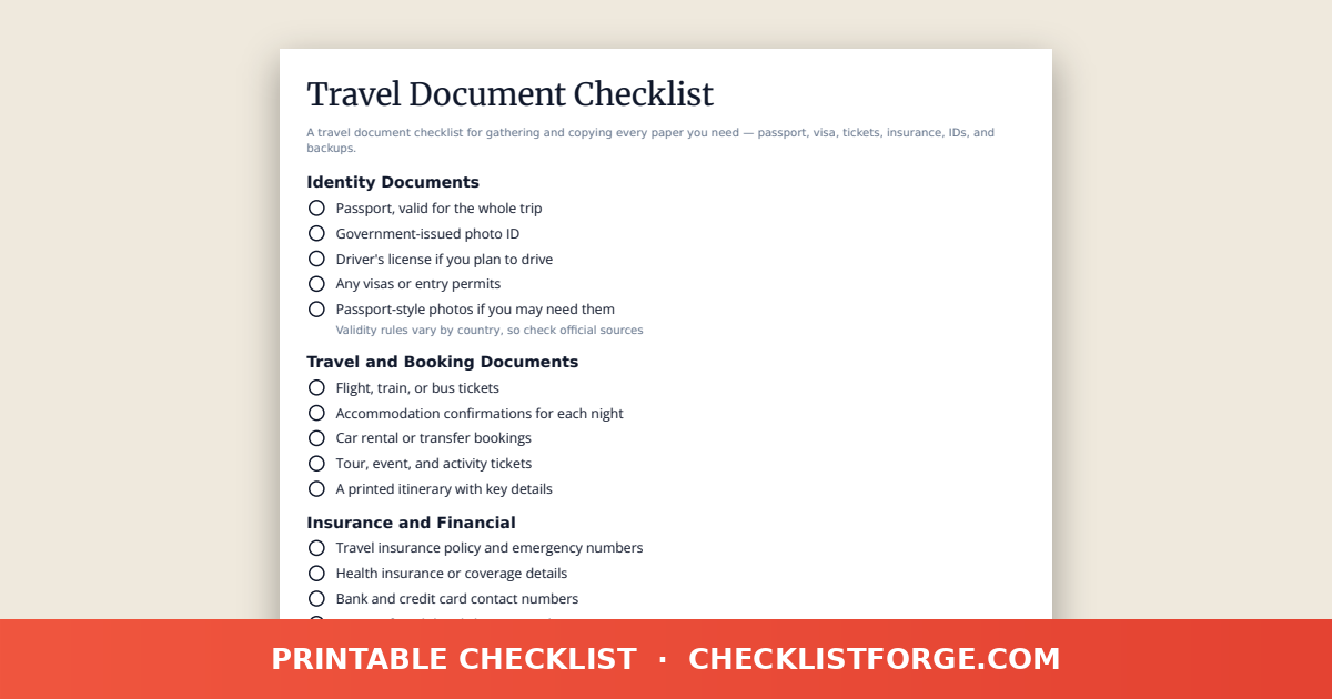 Travel Document Checklist