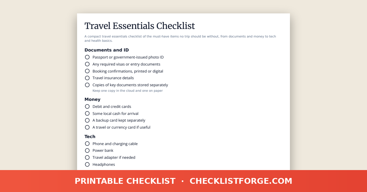 Travel Essentials Checklist