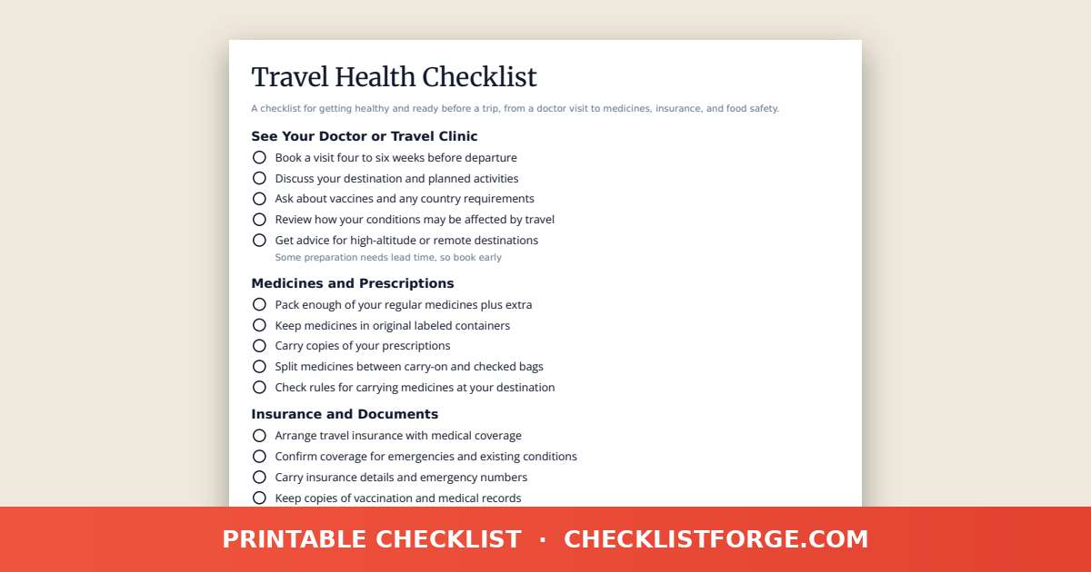 Travel Health Checklist