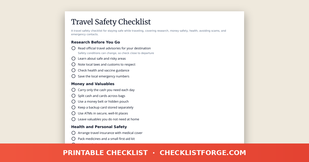 Travel Safety Checklist