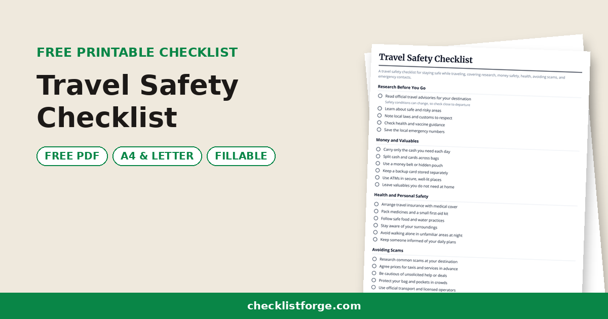 Travel Safety Checklist