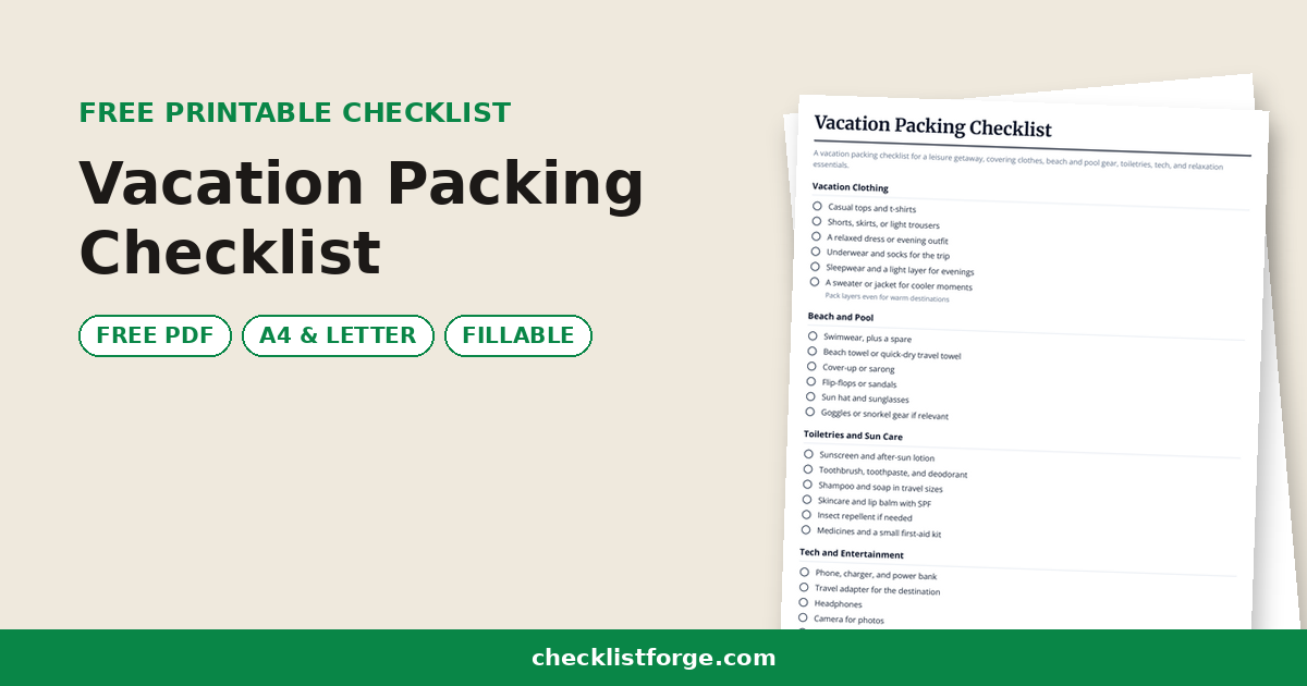 Vacation Packing Checklist