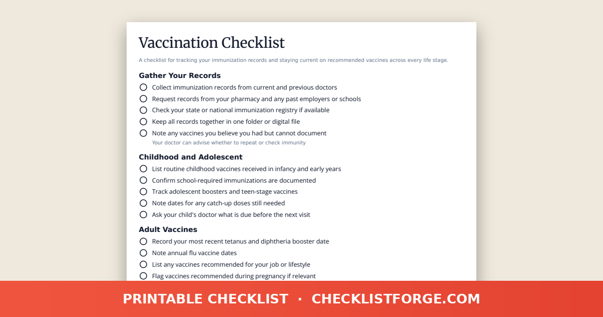 Vaccination Checklist