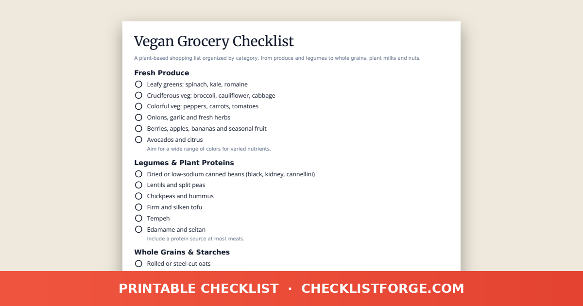 Vegan Grocery Checklist
