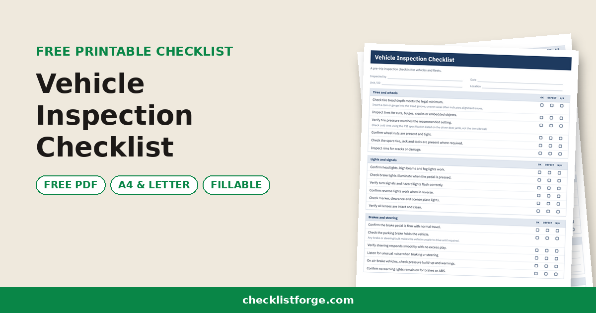 Vehicle Inspection Checklist