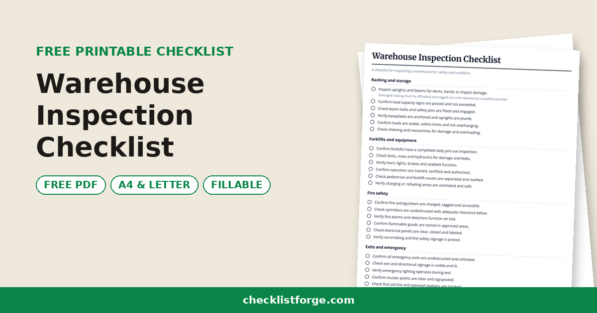 Warehouse Inspection Checklist