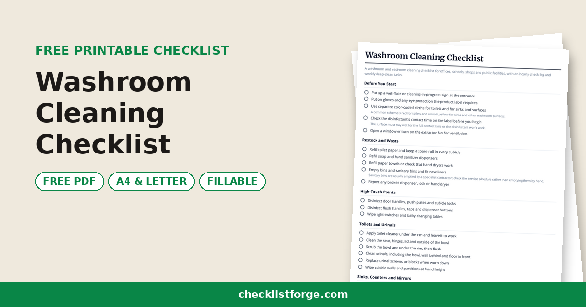 Washroom Cleaning Checklist