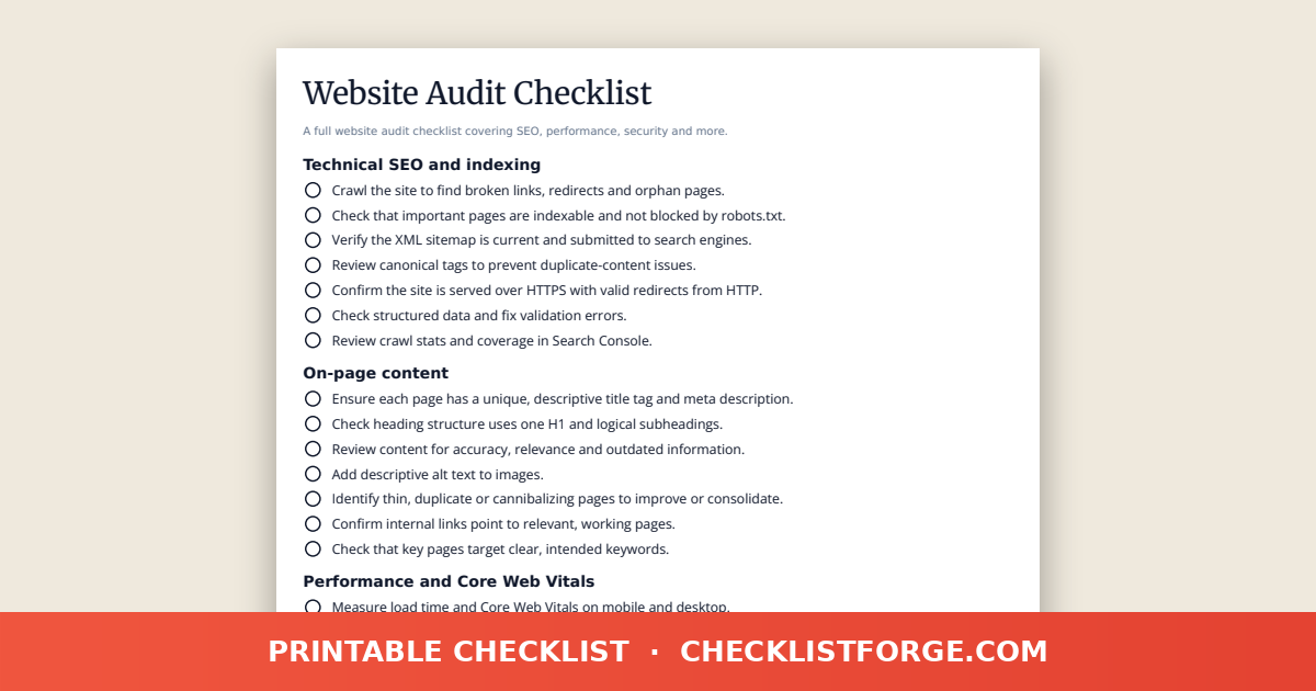Website Audit Checklist