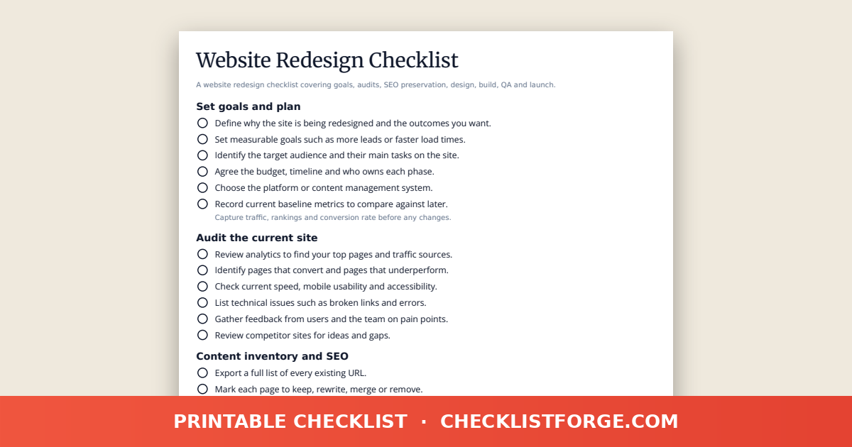 Website Redesign Checklist