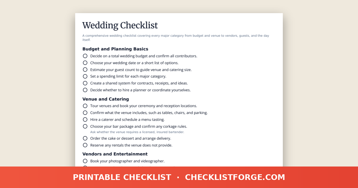 Wedding Checklist