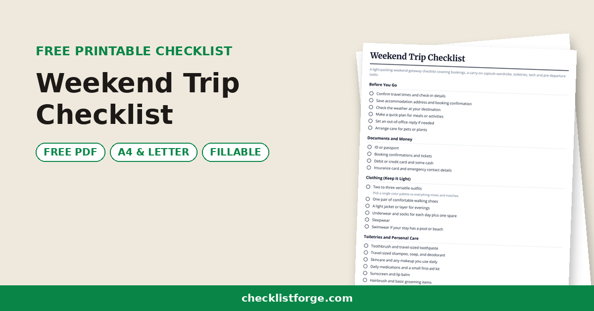 Weekend Trip Checklist