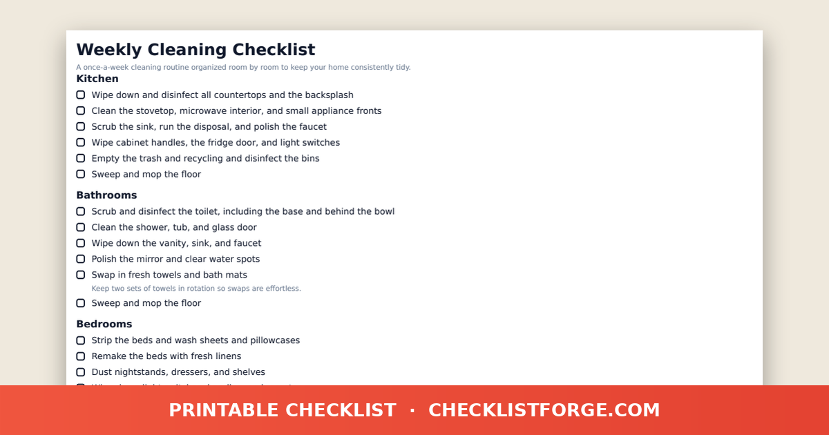 Weekly Cleaning Checklist