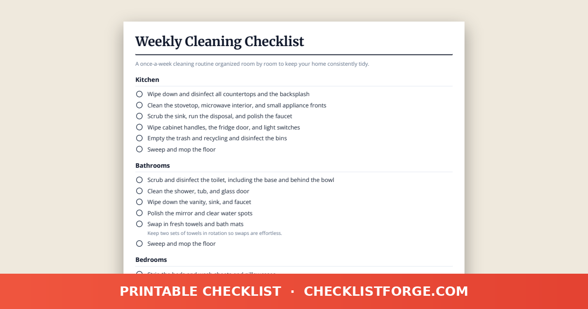 Weekly Cleaning Checklist