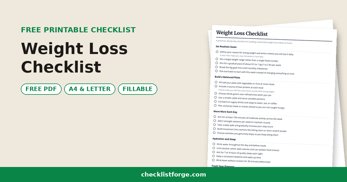 Weight Loss Checklist