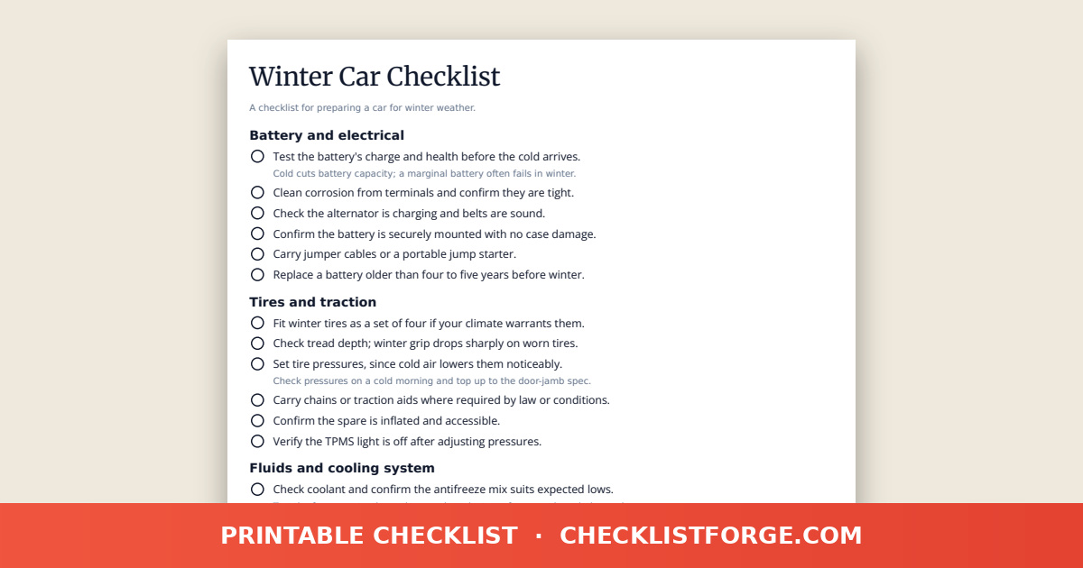 Winter Car Checklist
