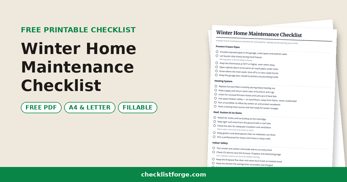 Winter Home Maintenance Checklist