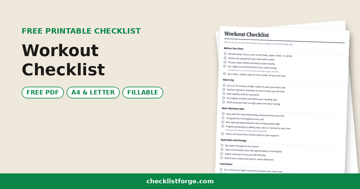 Workout Checklist