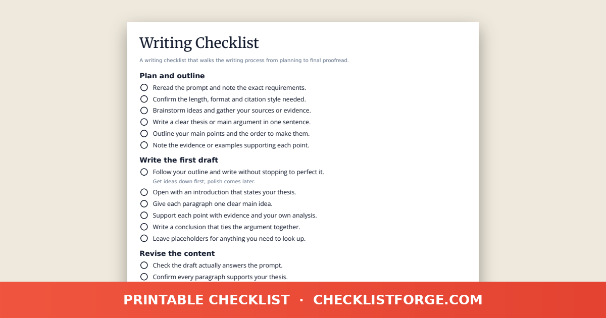 Writing Checklist